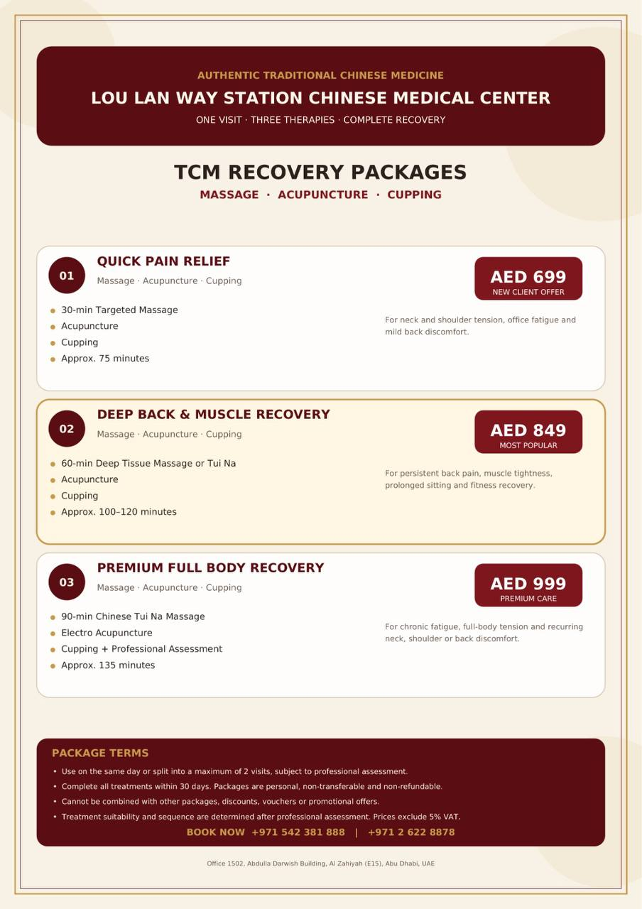 Lou Lan TCM Recovery Packages activity poster